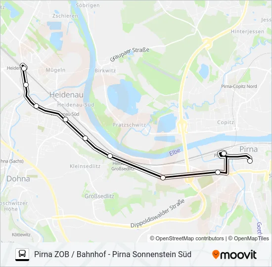 Автобус H/S (PIRNA): карта маршрута