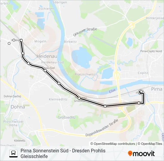 Автобус H/S (PIRNA): карта маршрута