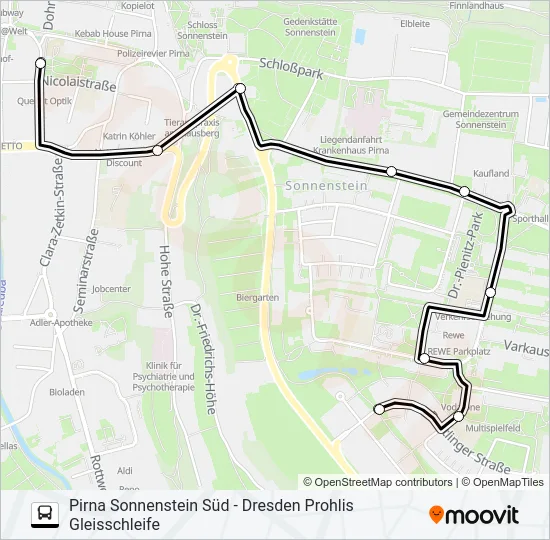 Автобус H/S (PIRNA): карта маршрута