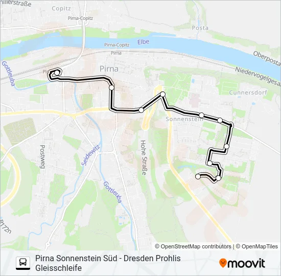 Автобус H/S (PIRNA): карта маршрута