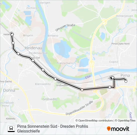 Автобус H/S (PIRNA): карта маршрута