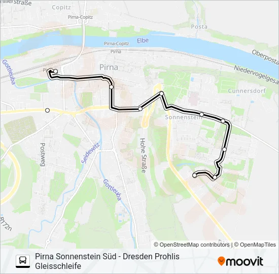 Автобус H/S (PIRNA): карта маршрута