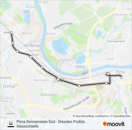 Автобус H/S (PIRNA): карта маршрута