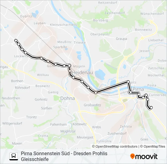Автобус H/S (PIRNA): карта маршрута