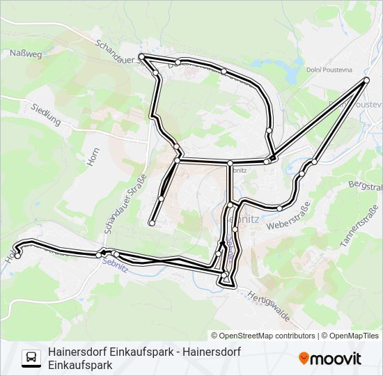 Автобус T (SEBNITZ): карта маршрута