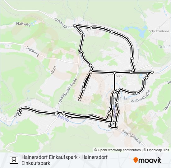 Автобус T (SEBNITZ): карта маршрута