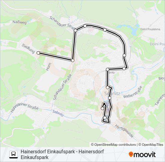 Автобус T (SEBNITZ): карта маршрута