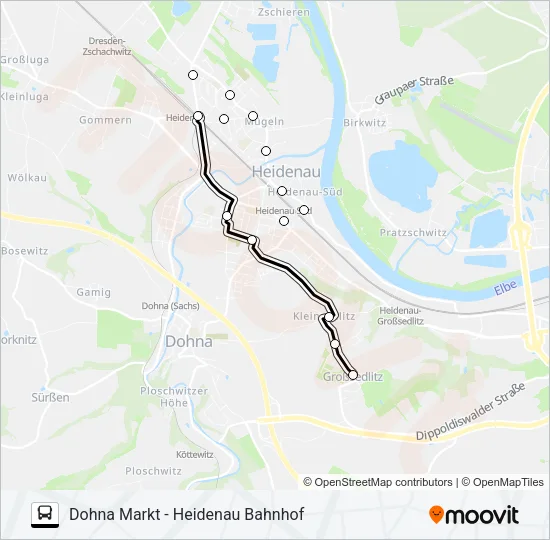 Автобус A (HEIDENAU): карта маршрута