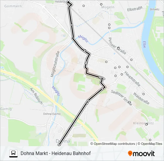 Автобус A (HEIDENAU): карта маршрута