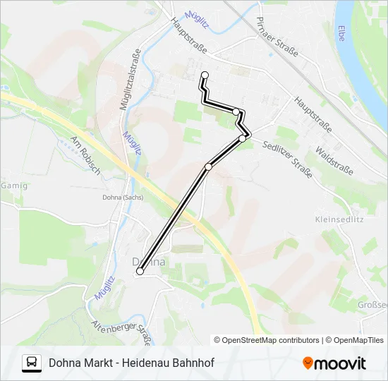 Автобус A (HEIDENAU): карта маршрута