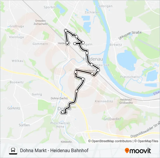 Автобус A (HEIDENAU): карта маршрута