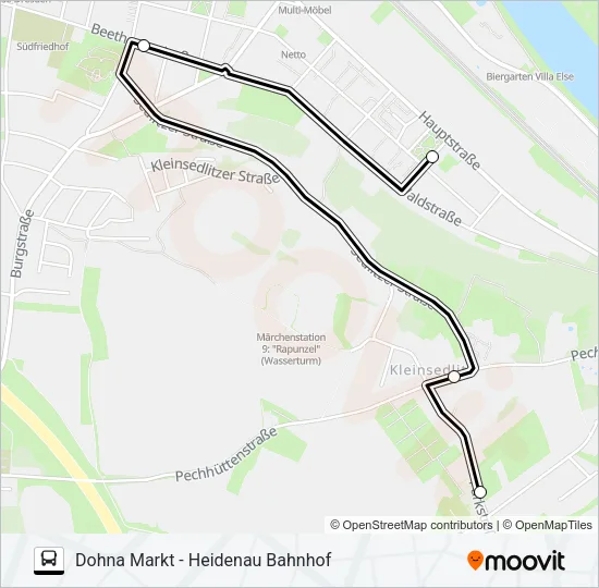 Автобус A (HEIDENAU): карта маршрута