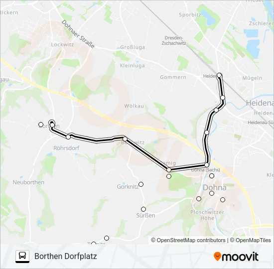 Автобус B (HEIDENAU): карта маршрута