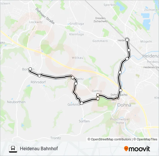 Автобус B (HEIDENAU): карта маршрута