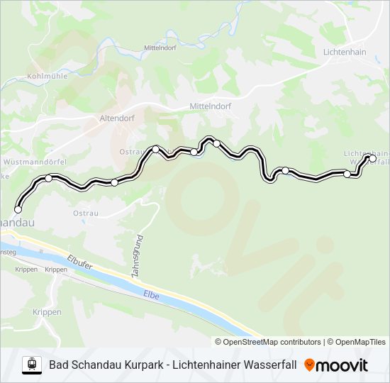 Трамвай KIRNITZSCHTALBAHN: карта маршрута
