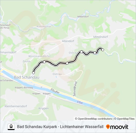 Трамвай KIRNITZSCHTALBAHN: карта маршрута
