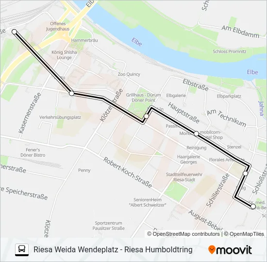 B (RIESA) Bus Line Map