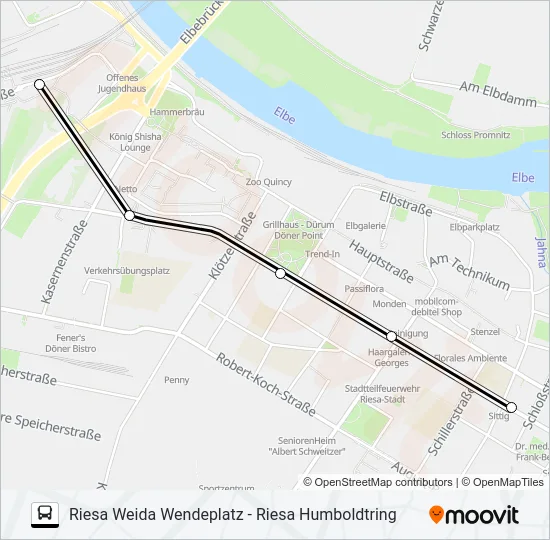 B (RIESA) Bus Line Map
