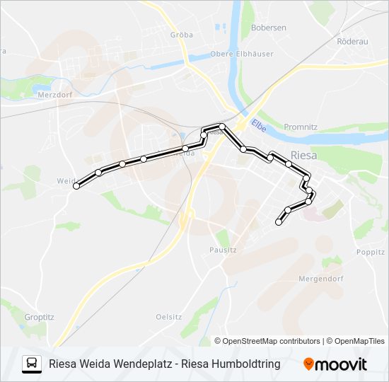 Автобус B (RIESA): карта маршрута