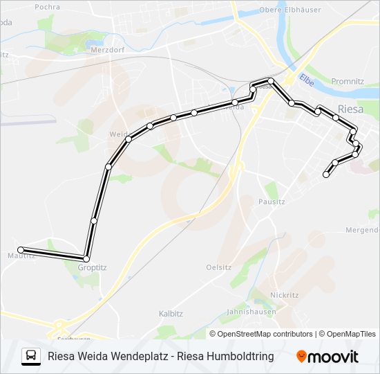 Автобус B (RIESA): карта маршрута
