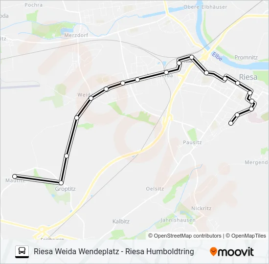 B (RIESA) Bus Line Map