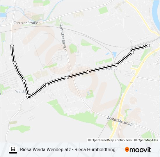 Автобус B (RIESA): карта маршрута