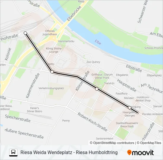 B (RIESA) Bus Line Map