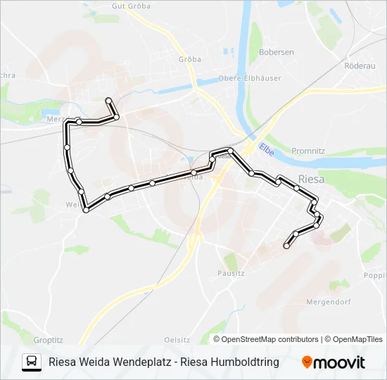 Автобус B (RIESA): карта маршрута