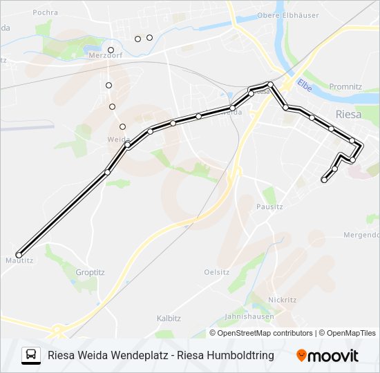 Автобус B (RIESA): карта маршрута