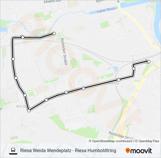 Автобус B (RIESA): карта маршрута