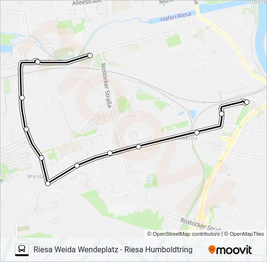 Автобус B (RIESA): карта маршрута