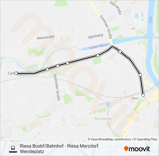 Автобус C (RIESA): карта маршрута