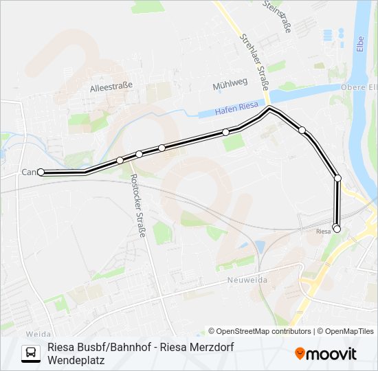 Автобус C (RIESA): карта маршрута