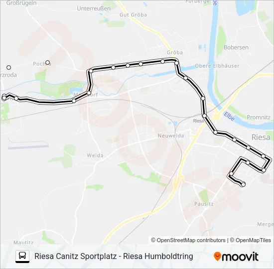 Автобус D (RIESA): карта маршрута