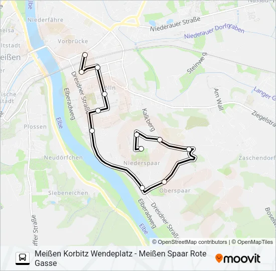 Автобус A (MEIßEN): карта маршрута
