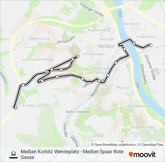 Автобус A (MEIßEN): карта маршрута