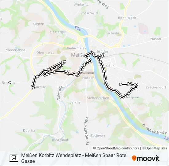 Автобус A (MEIßEN): карта маршрута
