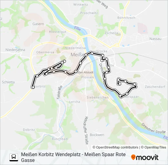 Автобус A (MEIßEN): карта маршрута