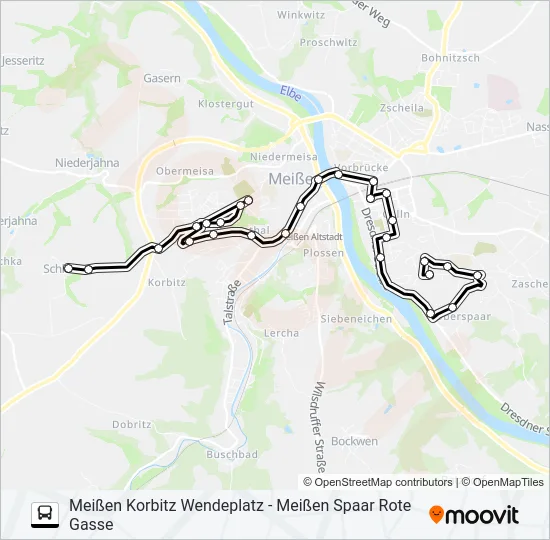 Автобус A (MEIßEN): карта маршрута