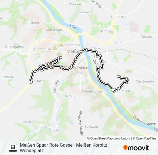 Автобус A (MEIßEN): карта маршрута
