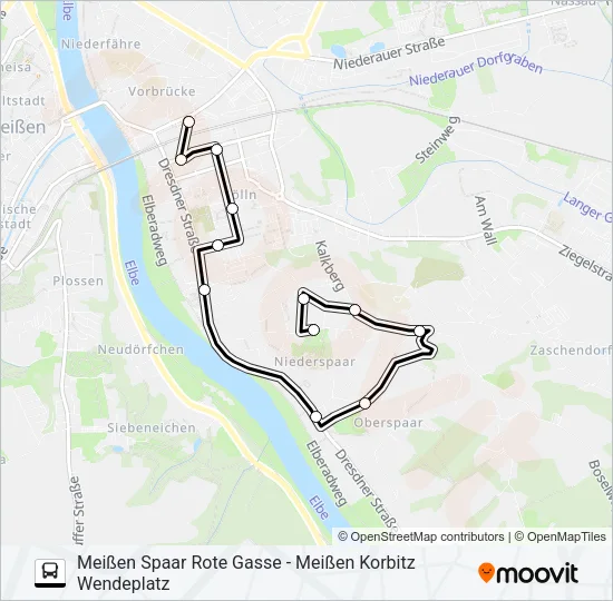 Автобус A (MEIßEN): карта маршрута