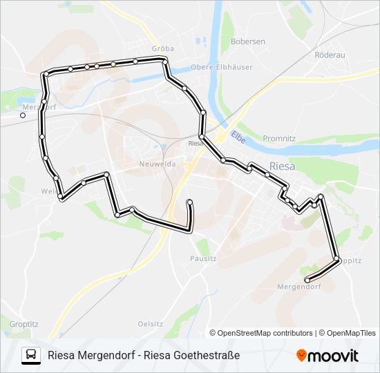 Автобус A1 (RIESA): карта маршрута