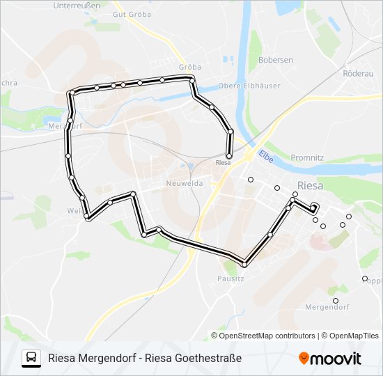 Автобус A1 (RIESA): карта маршрута