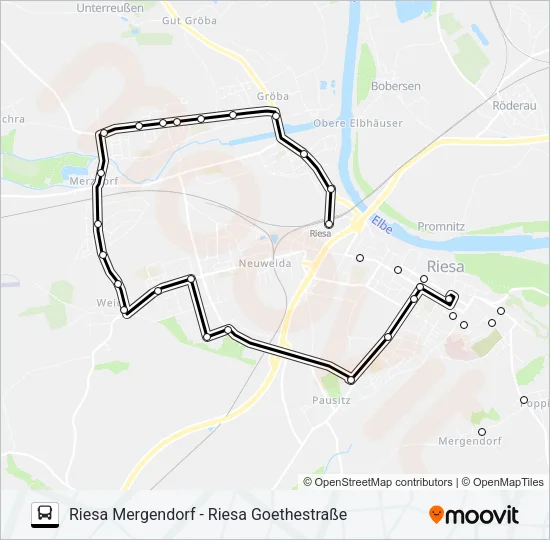 Автобус A1 (RIESA): карта маршрута