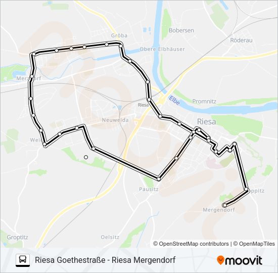 Автобус A2 (RIESA): карта маршрута