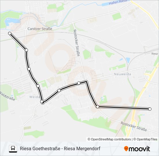 Автобус A2 (RIESA): карта маршрута