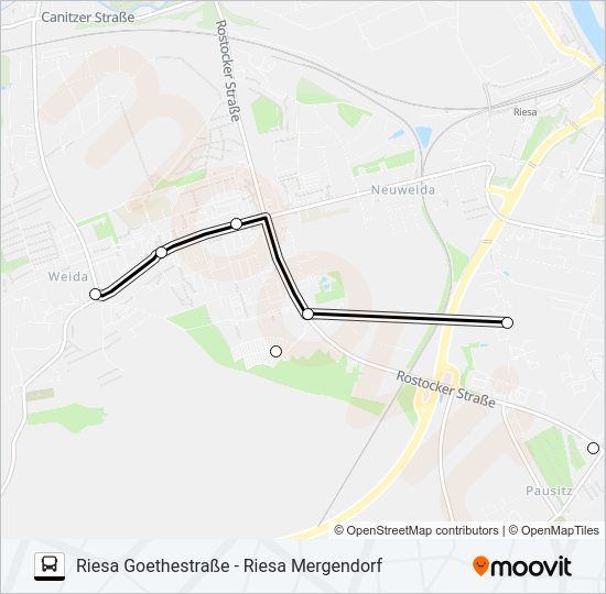 Автобус A2 (RIESA): карта маршрута