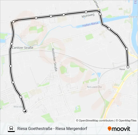 A2 (RIESA) Bus Line Map