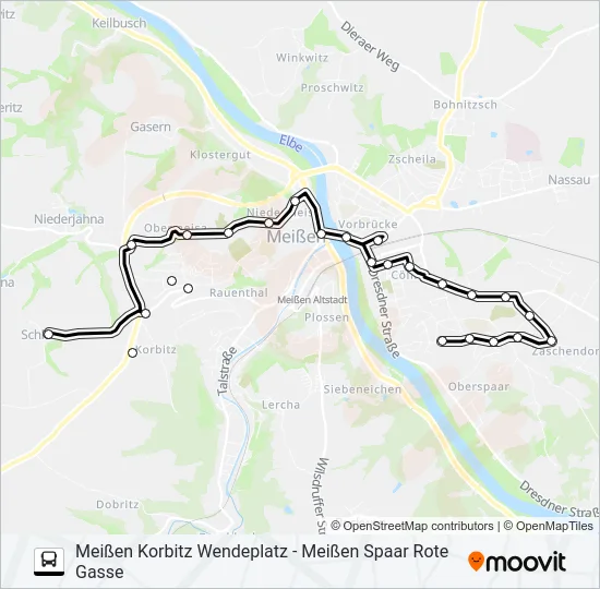 Автобус B (MEIßEN): карта маршрута