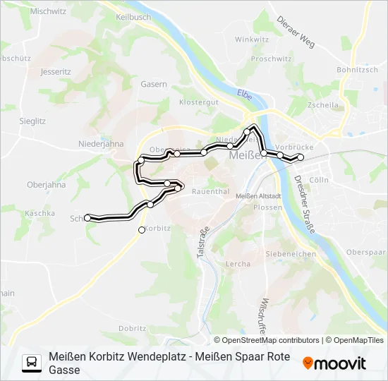 Автобус B (MEIßEN): карта маршрута